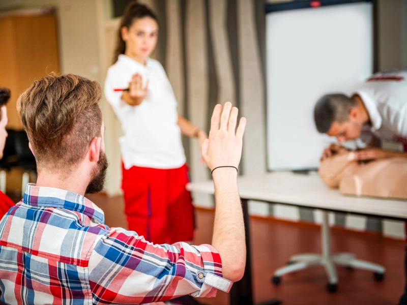 First aid training class in session.