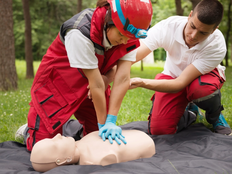 CPR training: First responders practicing.